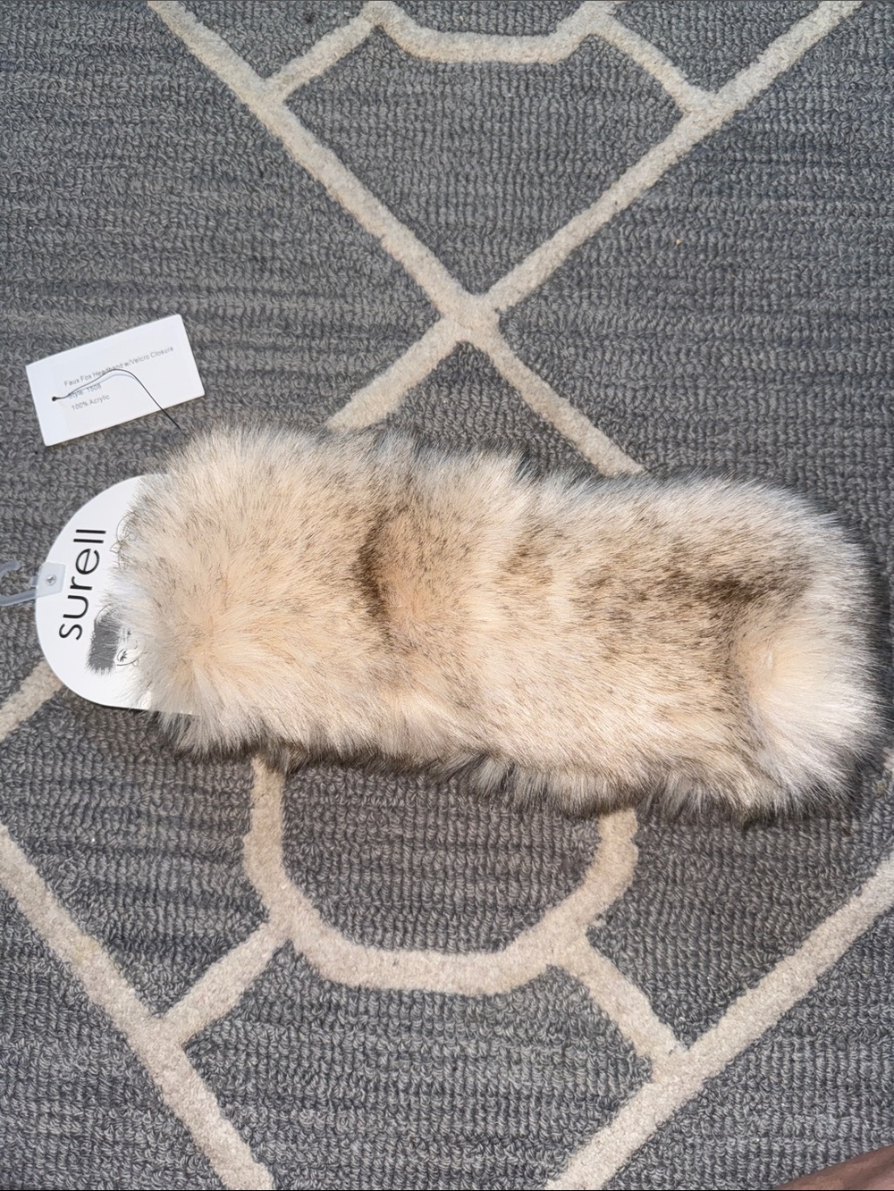 Surell Faux Fox Fur Headband Scarf Cream Brown One Size NWT